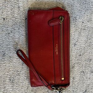 Coach Cherry Red Leather Wristlet